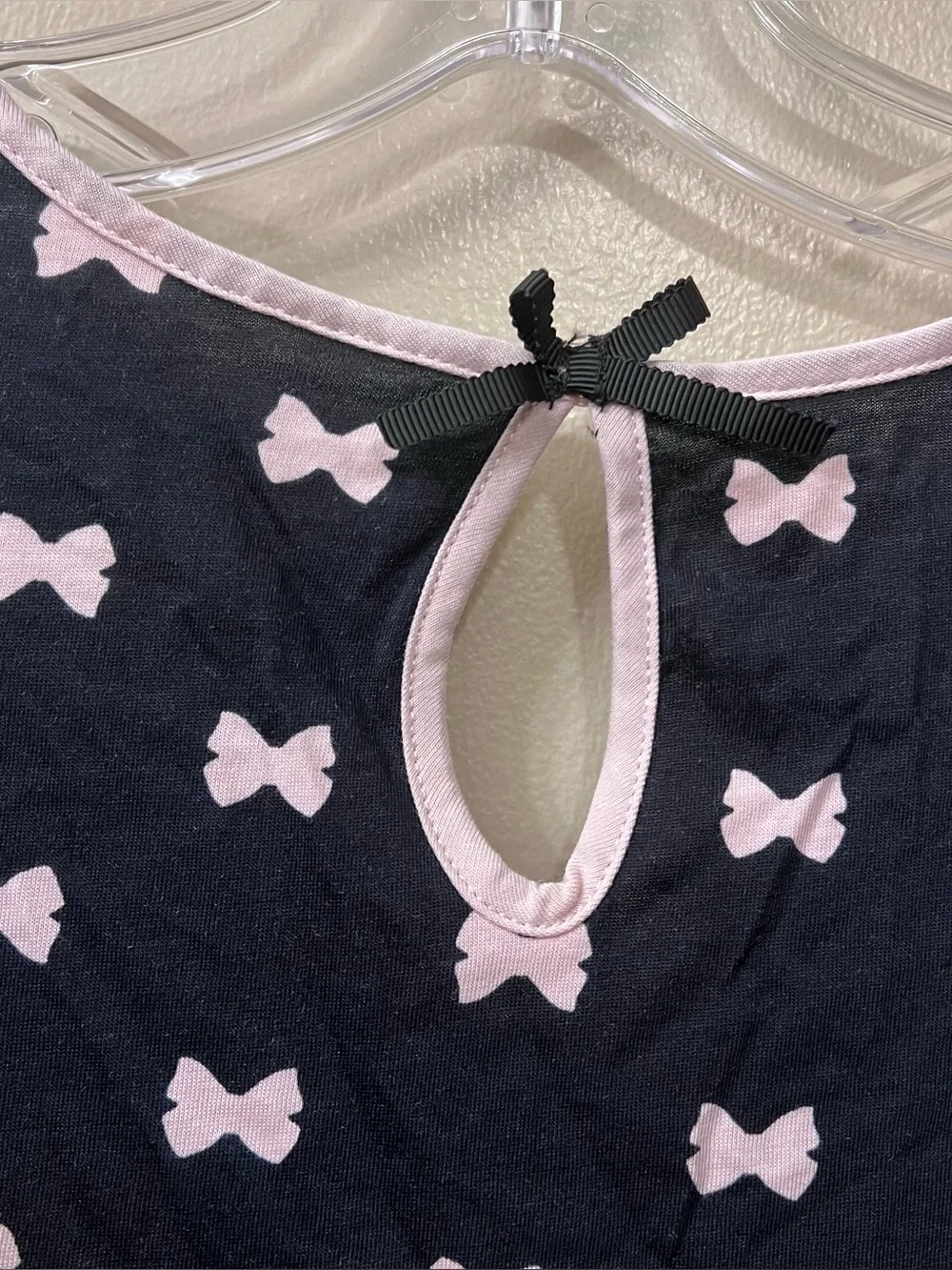 NWT Kate Spade Women’s Black & Light Pink Bow-Print Peplum Sleep Tank sz XL
